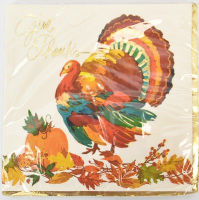 "Give Thanks" Turkey Fall & Thanksgiving Lunch Napkins