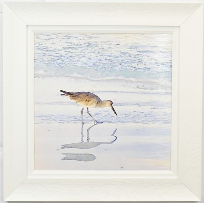 28" Sq Sandpiper Dreams 2 Coastal Gel Textured Print in a White Frame