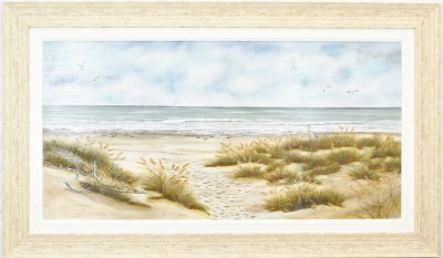 34" x 58" Sandy Dreams Coastal Gel Textured Print in a Distressed Sand Frame