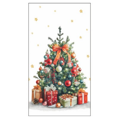 8" x 5" Decorated Christmas Tree Guest Towels