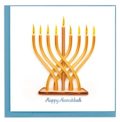 6" Sq "Happy Hanukkah" Menorah  Quilling Card