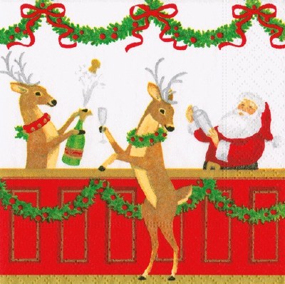 5" Square Santa's Bar Beverage Napkins