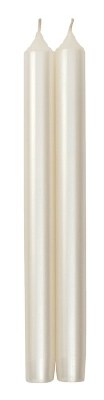 Pair of Two 10" White Pearlescent Taper Candles