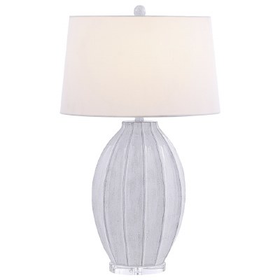 31" Distressed White Ribbed Table Lamp
