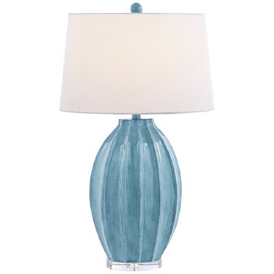 31" Teal and Blue Ribbed Table Lamp