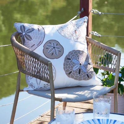 20" Sq Neutral Sand Dollars Indoor/Outdoor Decorative Coastal Pillow