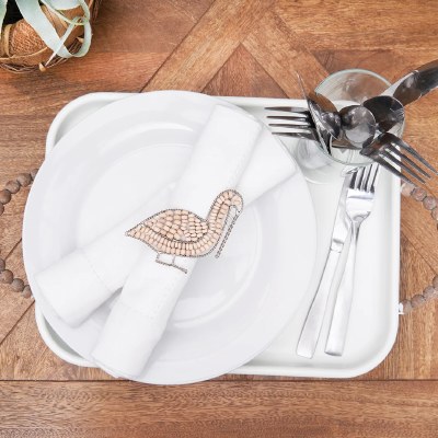 3" Natural Bead Pelican Napkin Ring