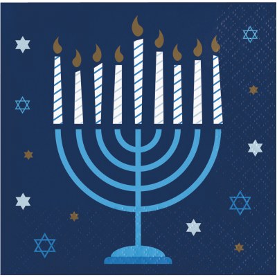 5" Square Menorah Hanukkah Beverage Napkins
