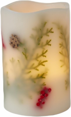 4" x 6" LED Christmas Botanicals Flameless Pillar Candle