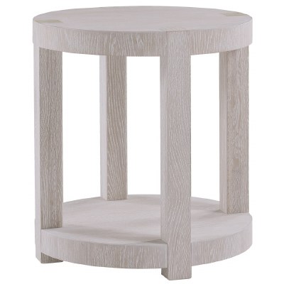 22" Round White Washed Seabiscuit One Shelf End Table