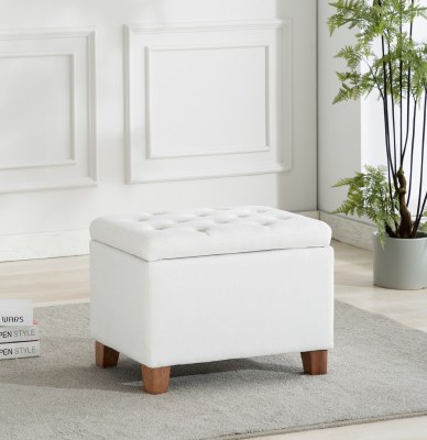 24" x 16" Cream Storage Ottoman