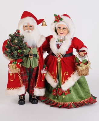 18" LED Red and Green Mr. & Mrs. Santa Claus