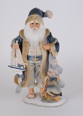 20" Blue Santa With a Pelican Statue