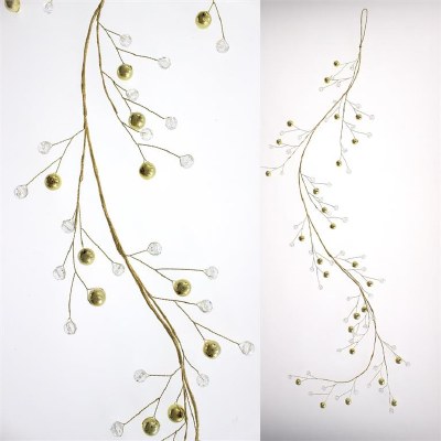 46" Gold and Clear Bead Garland