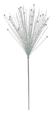 30" Silver Beads and Faux Spiral Grass Spray