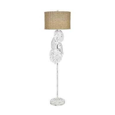 61" Whitewashed Palm Leaf Floor Lamp