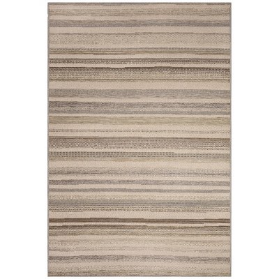 5.3' x 7.3' Neutral Stripes Riviera Indoor/Outdoor Rug