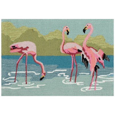 24" x 36" Aqua Flamingos Rug