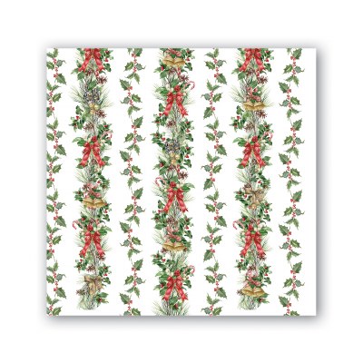 5" Square Holiday Garland Beverage Napkins