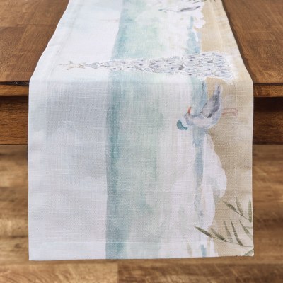 13" x 36" Oyster Tree on the Beach Coastal Christmas Table Runner