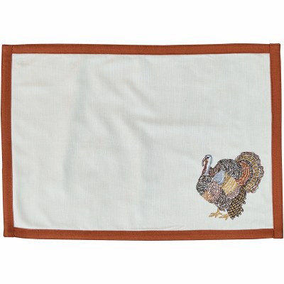 13" x 19" Embroidered Turkey Fall & Thanksgiving Placemat