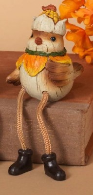 3" Polyresin Bird Wearing a Corn Hat Shelf Sitter
