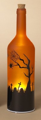 14" LED Orange Halloween Forest Bottle