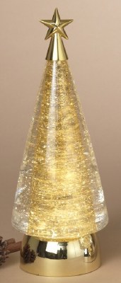 12" LED Gold Spinning Snowflakes Tree