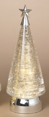 12" LED Silver Spinning Snowflakes Tree