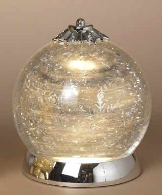 7" LED Silver Spinning Snowflakes Orb