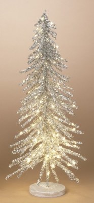 24" LED Silver Tinsel Tree