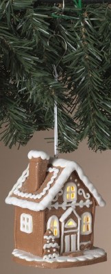 5" LED Triangle Door Gingerbread House Ornament
