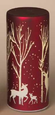 8" LED Red Reindeer in the Forest Design Cylinder