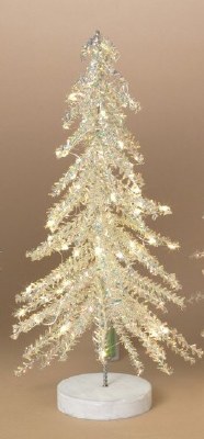 16" LED White Tinsel Tree