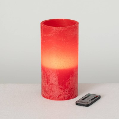 4" x 8" LED Red Pillar Candle