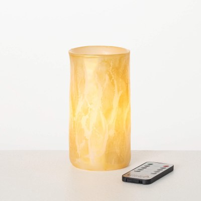3.5" x 6.5" LED Gold Leaf Pillar Candle