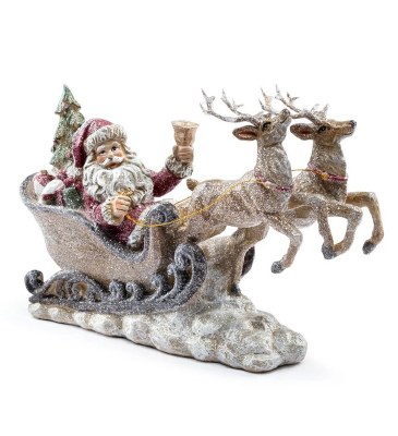 7" White and Green Polyresin Santa With Forest Animals Figurine