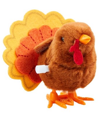 4" Full Feather Wind Up Felt Turkey Figurine by Mud Pie