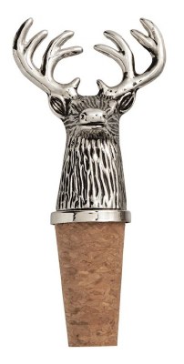 3" Distressed Silver Reindeer Bottle Stopper by Mud Pie