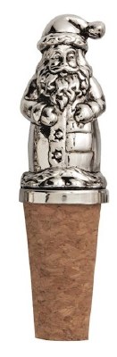 3" Distressed Silver Santa Bottle Stopper by Mud Pie
