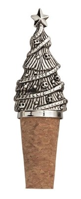 3" Distressed Silver Christmas Tree Bottle Stopper by Mud Pie