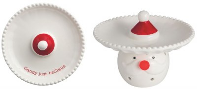 6" Round LED Santa Head Ceramic Pedestal Dish by Mud Pie
