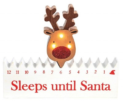 6" x 8" "Sleeps Until Santa" Reindeer Head Wood Christmas Sign by Mud Pie