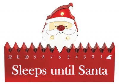 6" x 8" "Sleeps Until Santa" Santa Head Wood Christmas Sign by Mud Pie