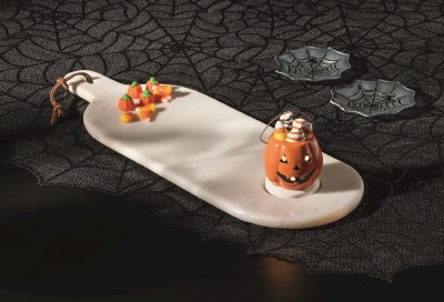 3" LED Ceramic Jack-O-Lantern Decorative Dish Sitter by Mud Pie