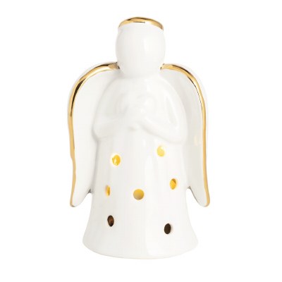 2" LED White and Gold Ceramic Angel Decorative Dish Sitter by Mud Pie
