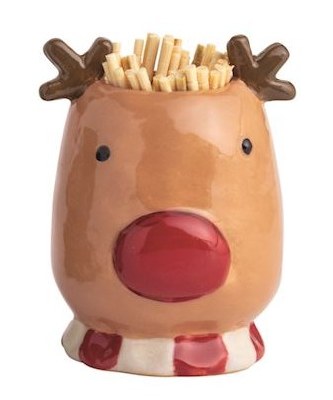 3" Ceramic Reindeer Head Toothpick Holder by Mud Pie