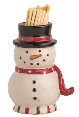 3" Ceramic Snowman Toothpick Holder by Mud Pie
