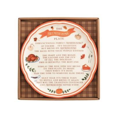 10" Round Ceramic Friendsgiving Platter by Mud Pie