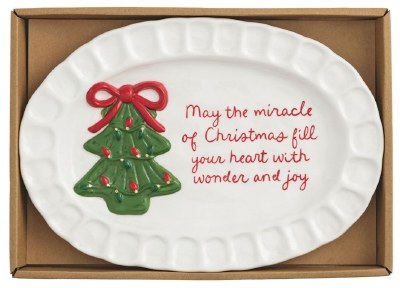 7" x 10" Oval Ceramic "Miracle of Christmas" Tray by Mud Pie